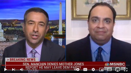 Chai Komanduri to Ari Melber: 'Joe Manchin Almost Certainly Will Never Leave the Democratic Party'