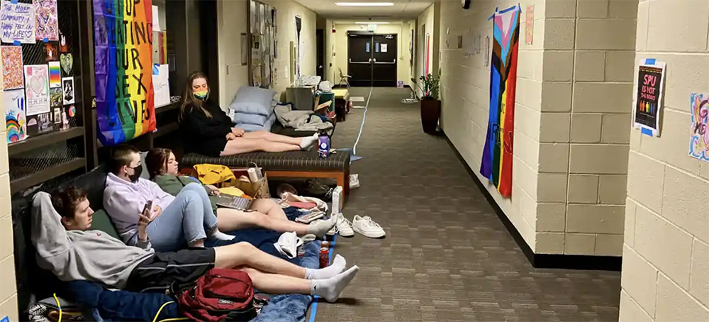 The Students Staging a Sit-In for LGBTQ+ Rights at a Christian University
