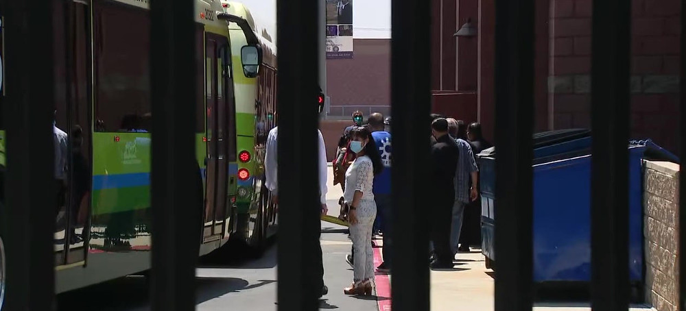 Sixth Bus Carrying Migrants Sent From Texas Arrives in Downtown LA