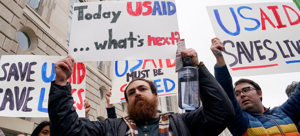 Democratic Lawmakers Blocked From USAID Offices as They Protest Elon Musk Efforts to Dismantle It