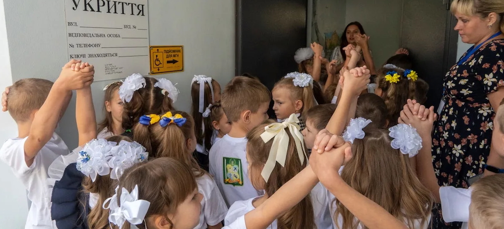 Ukrainian Children Open School Year by Heading Underground