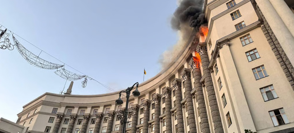 Russia’s Largest Ever Drone Attack on Ukraine Burns Kyiv Government Building