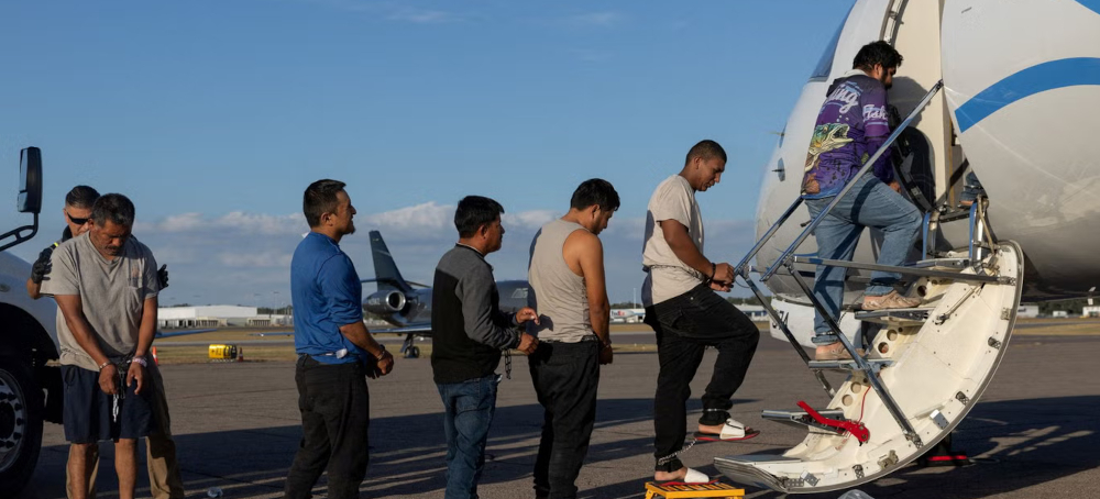 ICE Strapped Down Immigrants for 51-hour Plane Trip With Drop-offs in Six Countries During Record Month for Deportation Flights, Report Finds