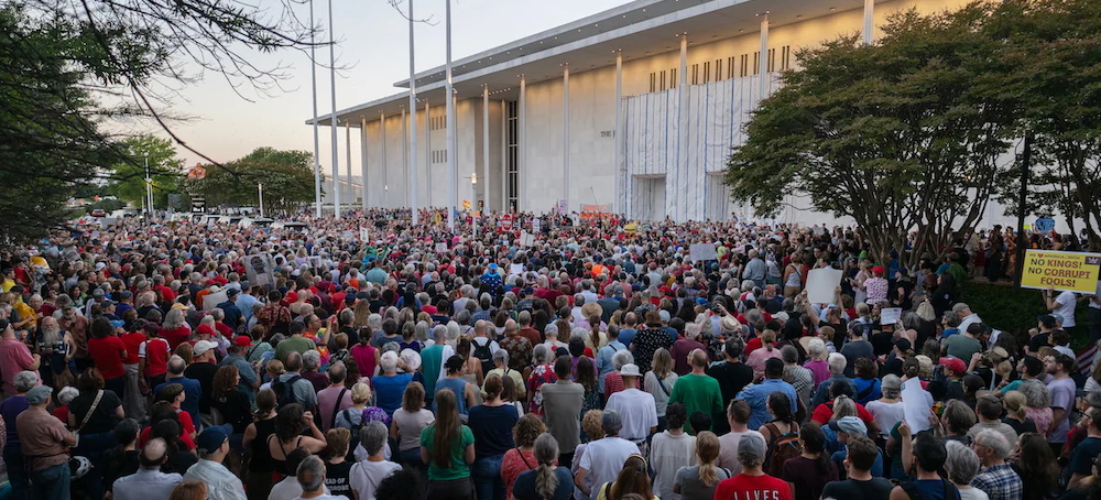 Thousands Rally Outside Shuttered Kennedy Center, Chanting ‘Hands Off!’
